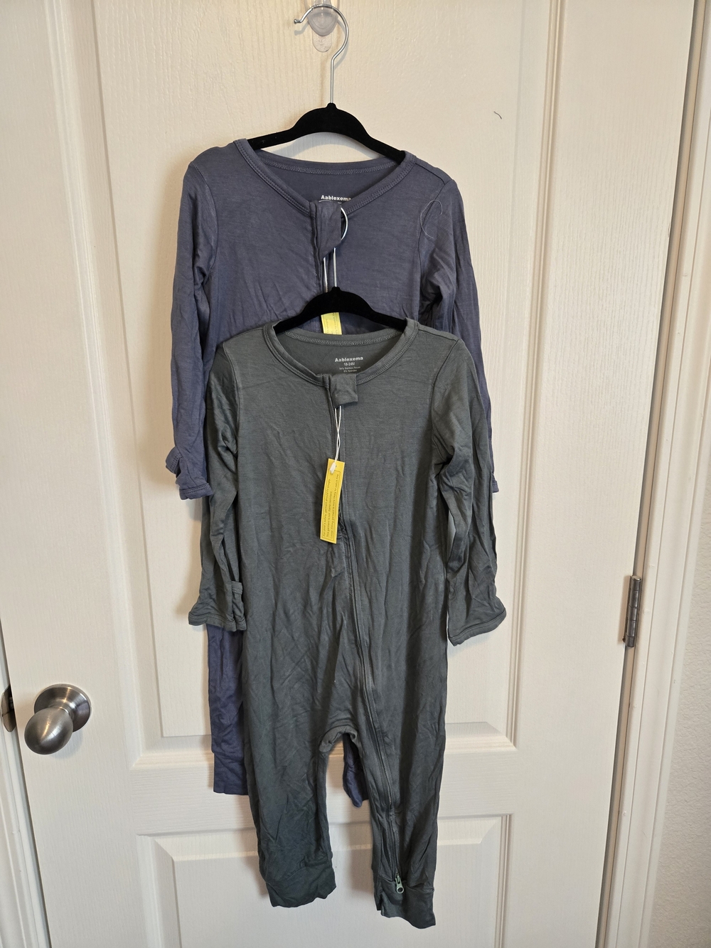 Two- Piece Bamboo Baby Sleeper Set in Slate Blue and Olive